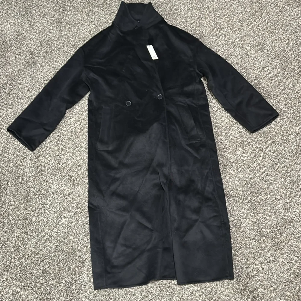 NWT! Banana Republic Black DOUBLE-FACED WRAP COAT 🔹 - Picture 7 of 11
